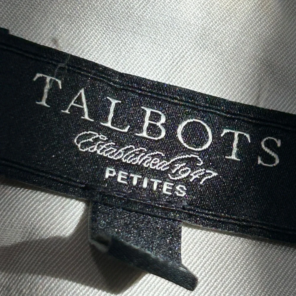 Talbots Petites Ruffle Front Blazer Jacket‎ Beige Cotton Blend Career